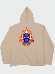 Blue Skull Rose Hellfire Oversize Hoodie