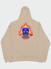 Blue Skull Rose Hellfire Oversize Hoodie