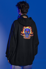 Blue Skull Rose Hellfire Oversize Hoodie
