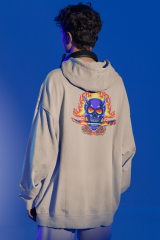 Blue Skull Rose Hellfire Oversize Hoodie