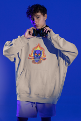 Blue Skull Rose Hellfire Oversize Hoodie