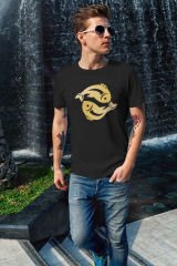 Balık Burcu Sembolü Siyah T-Shirt