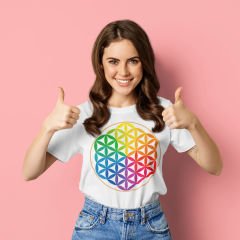 Yaşam Çiçeği Beyaz T-Shirt