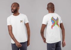 İkizler Burcu Renkli Sembol Çift Taraf Baskılı Beyaz T-Shirt