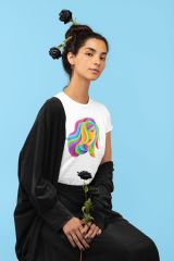 Başak Burcu Renkli Sembol Beyaz T-Shirt