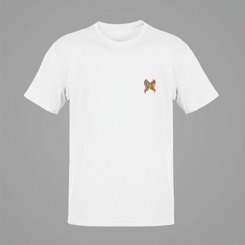 İkizler Burcu Renkli Sembol Göğüs Logolu Beyaz T-Shirt