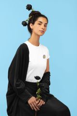 Başak Burcu Renkli Sembol Göğüs Logolu Beyaz T-Shirt