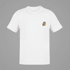 Başak Burcu Renkli Sembol Göğüs Logolu Beyaz T-Shirt