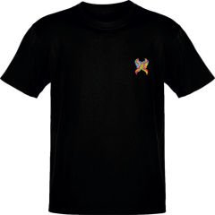 İkizler Burcu Renkli Sembol Göğüs Logolu Siyah T-Shirt