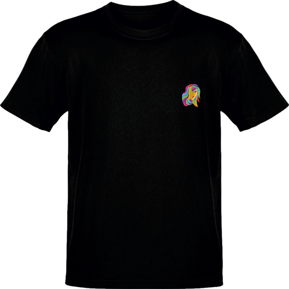 Başak Burcu Renkli Sembol Göğüs Logolu Siyah T-Shirt