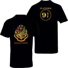 Harry Potter Hogwarts Express Çift Taraf Baskılı Siyah T-Shirt