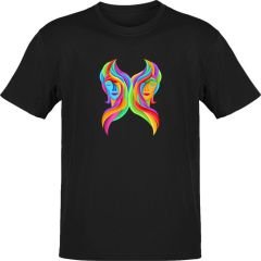 İkizler Burcu Renkli Sembol Siyah T-Shirt