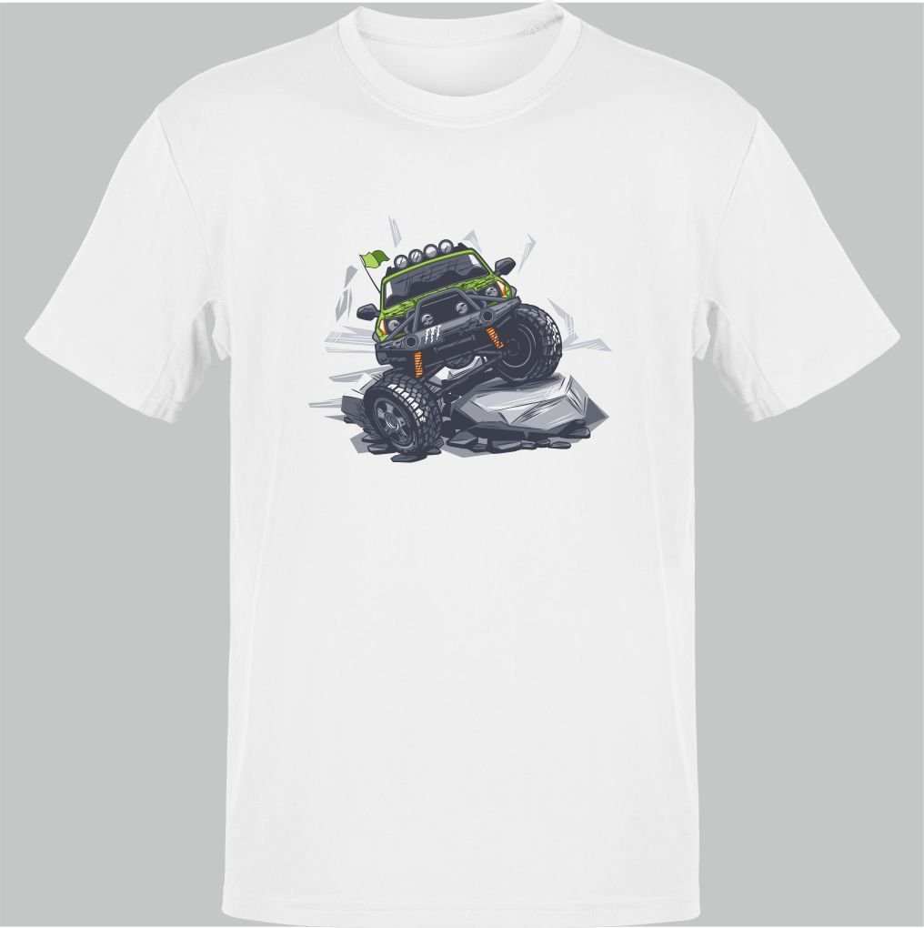 Kayalıklarda Off Road Beyaz T-Shirt