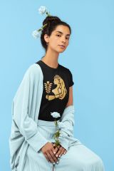 Başak Burcu Sembolü Siyah T-Shirt