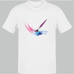 Water Color Brush Beyaz T-Shirt