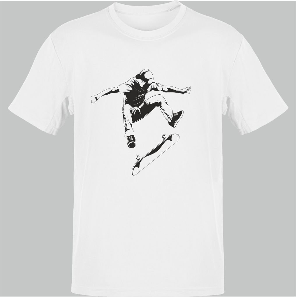 Kaykaycı Çocuk Beyaz T-Shirt