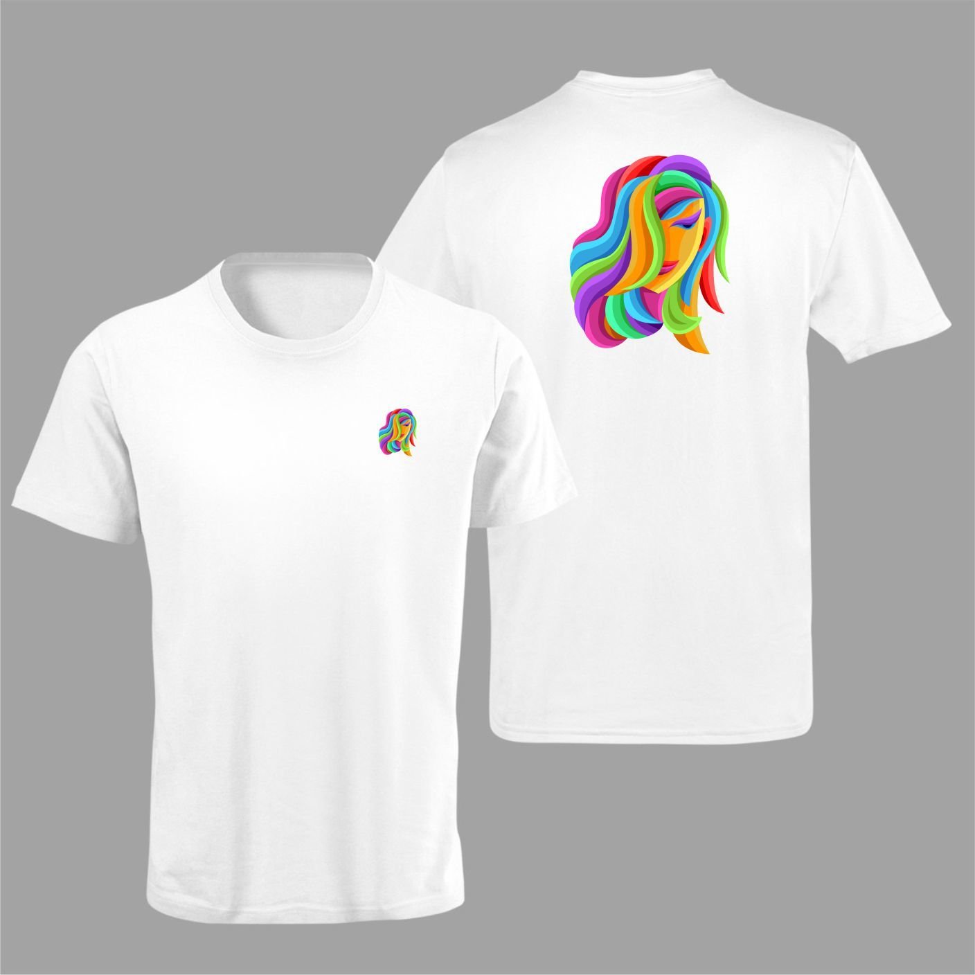 Başak Burcu Renkli Sembol Çift Taraf Baskılı Beyaz T-Shirt
