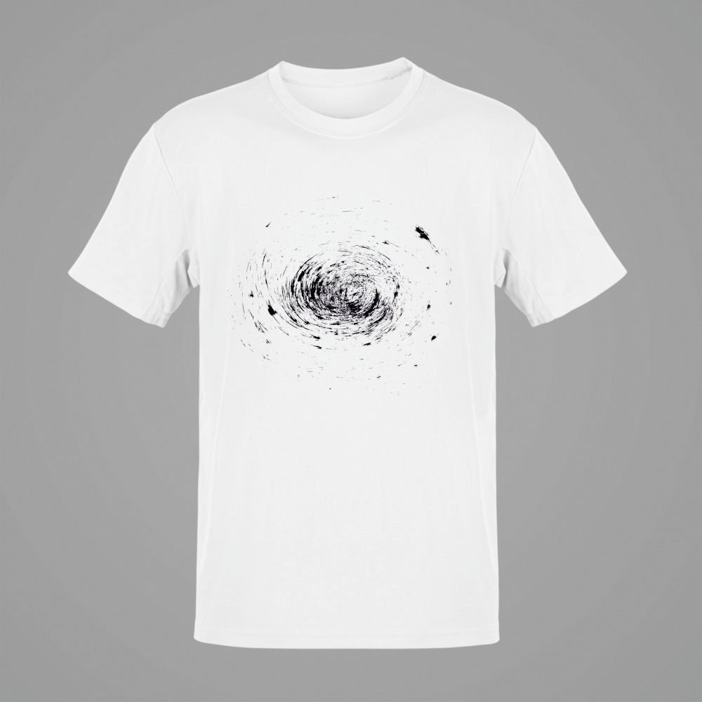 Black Spiral Splashed Beyaz T-Shirt