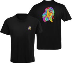 Başak Burcu Renkli Sembol Çift Taraf Baskılı Siyah T-Shirt