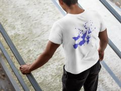 Blue Splashed  Beyaz T-Shirt