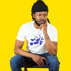 Blue Splashed  Beyaz T-Shirt