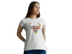 Boğa Burcu Renkli Sembol Beyaz T-Shirt