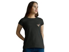 Boğa Burcu Renkli Sembol Göğüs Logolu Siyah T-Shirt