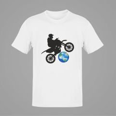 Cross Country Motorcycle Beyaz T-Shirt