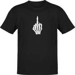 İskelet Orta Parmak Siyah T-Shirt