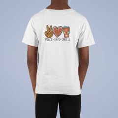 Peace Love Coffee Beyaz T-Shirt