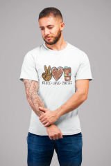 Peace Love Coffee Beyaz T-Shirt