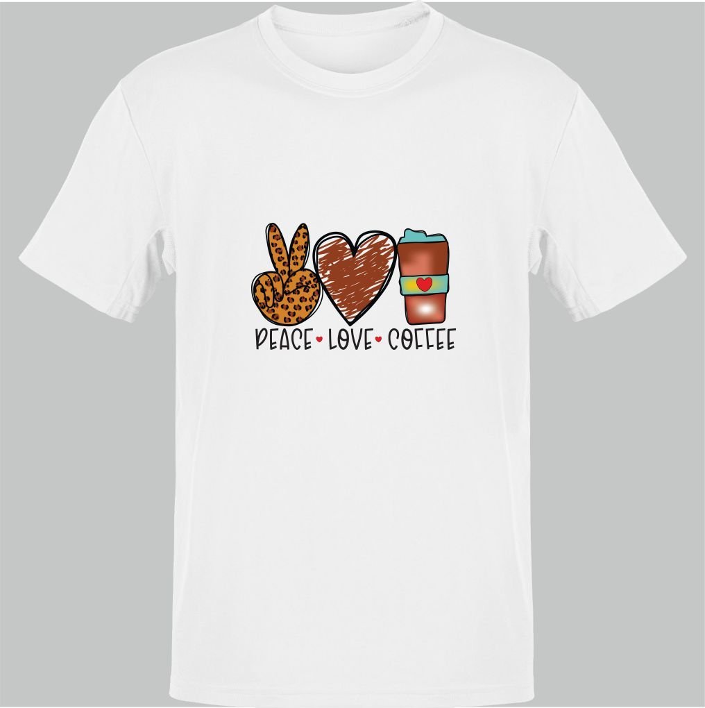 Peace Love Coffee Beyaz T-Shirt
