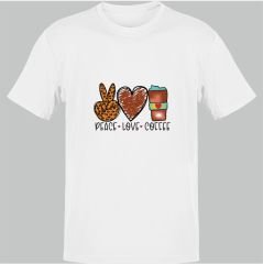 Peace Love Coffee Beyaz T-Shirt