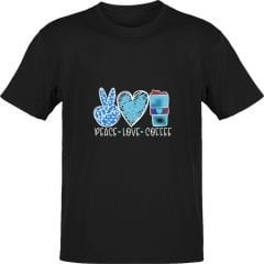 Peace Love Coffee Siyah T-Shirt