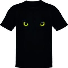 Siyah Kedi Gözü Siyah T-Shirt