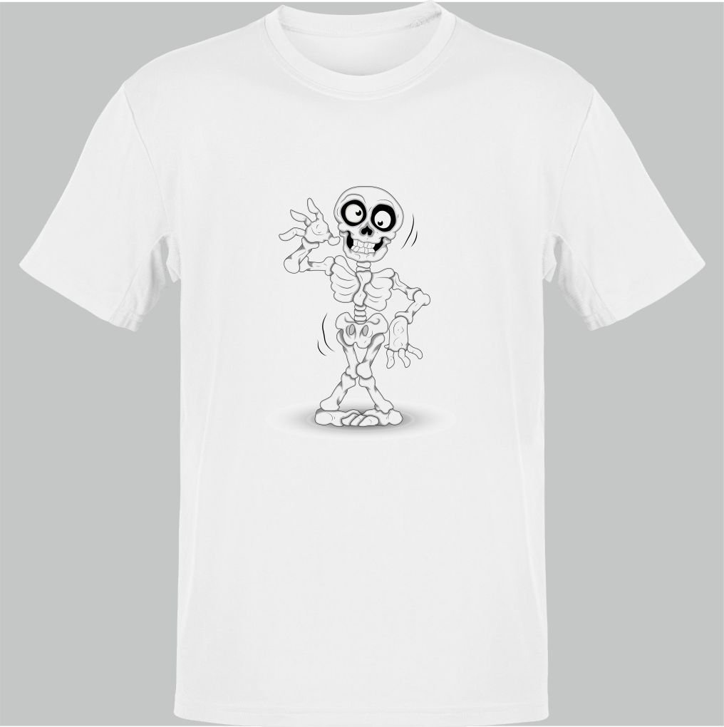 Komik İskelet Beyaz T-Shirt