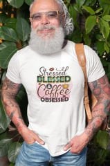 Stressed Blesses Coffee Obsessed Beyaz T-Shirt