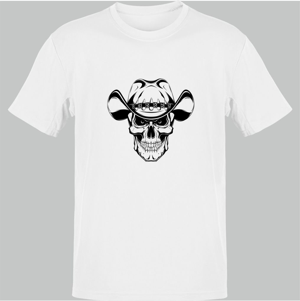 Şapkalı Kurukafa Beyaz T-Shirt
