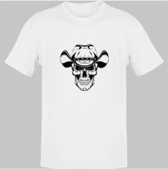 Şapkalı Kurukafa Beyaz T-Shirt