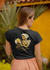 Kova Burcu Sembol Siyah T-Shirt