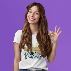 Drink Up Beaches Beyaz T-Shirt