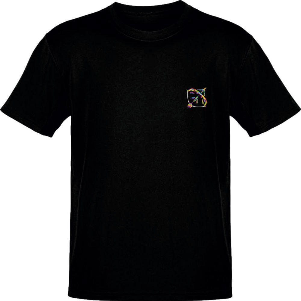 Yay Burcu Renkli Sembol Göğüs Logolu Siyah T-Shirt