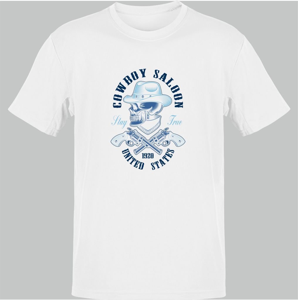 Kovboy Saloon İskelet Beyaz T-Shirt