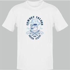 Kovboy Saloon İskelet Beyaz T-Shirt