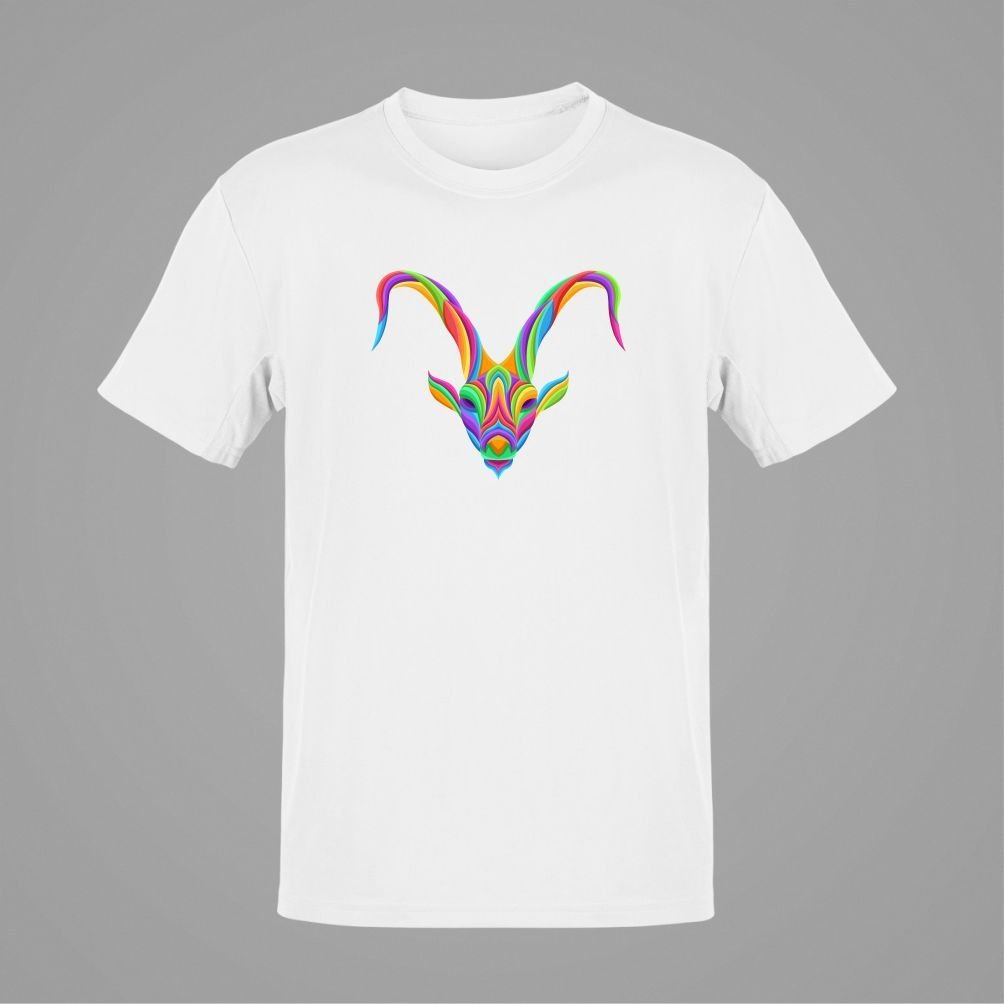 Oğlak Burcu Renkli Sembol Beyaz T-Shirt