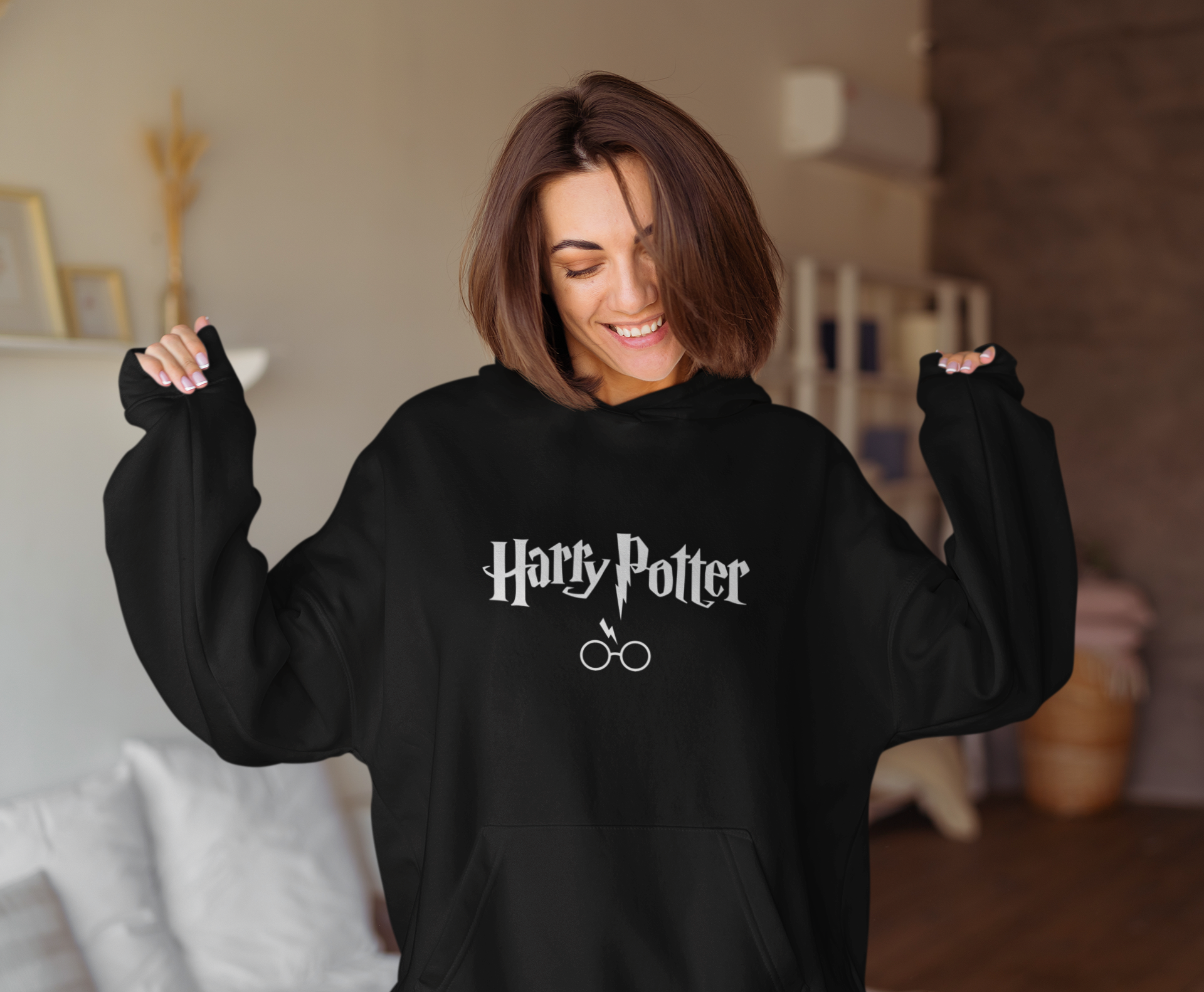 Harry Potter Gözlük Oversize Hoodie