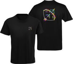Yay Burcu Renkli Sembol Çift Taraf Baskılı Siyah T-Shirt