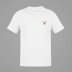 Oğlak Burcu Renkli Sembol Göğüs Logolu Beyaz T-Shirt
