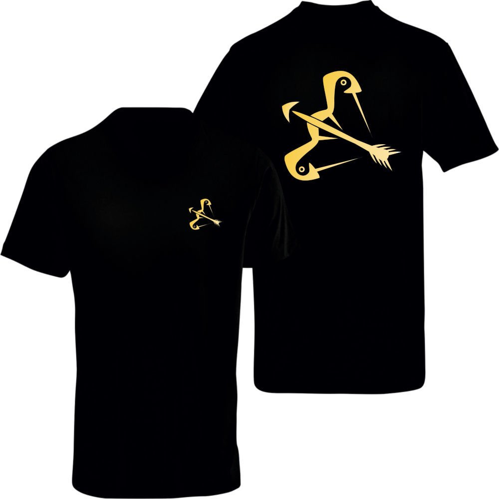 Yay Burcu Sembolü Çift Taraf Baskılı Siyah T-Shirt