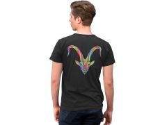 Oğlak Burcu Renkli Sembol Siyah T-Shirt
